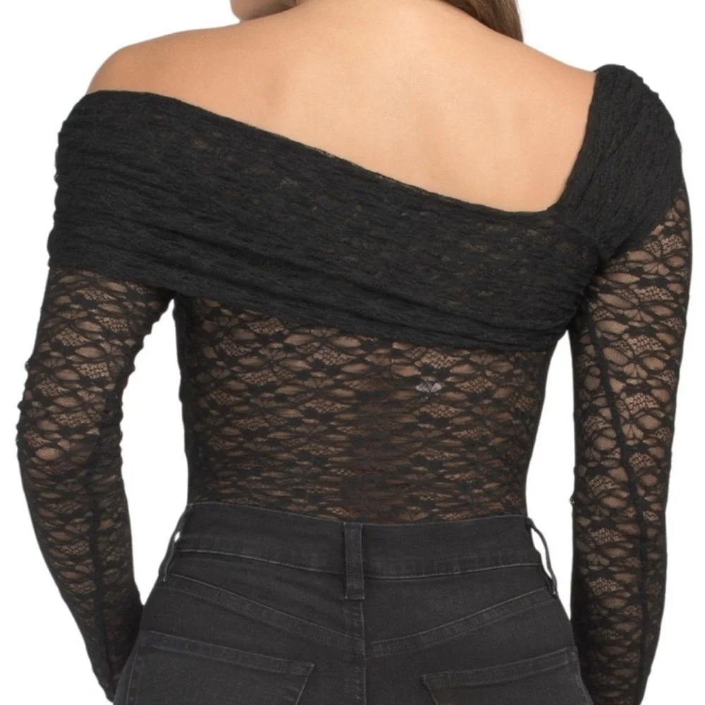Chaser Asymmetrical Lace Thong Bodysuit